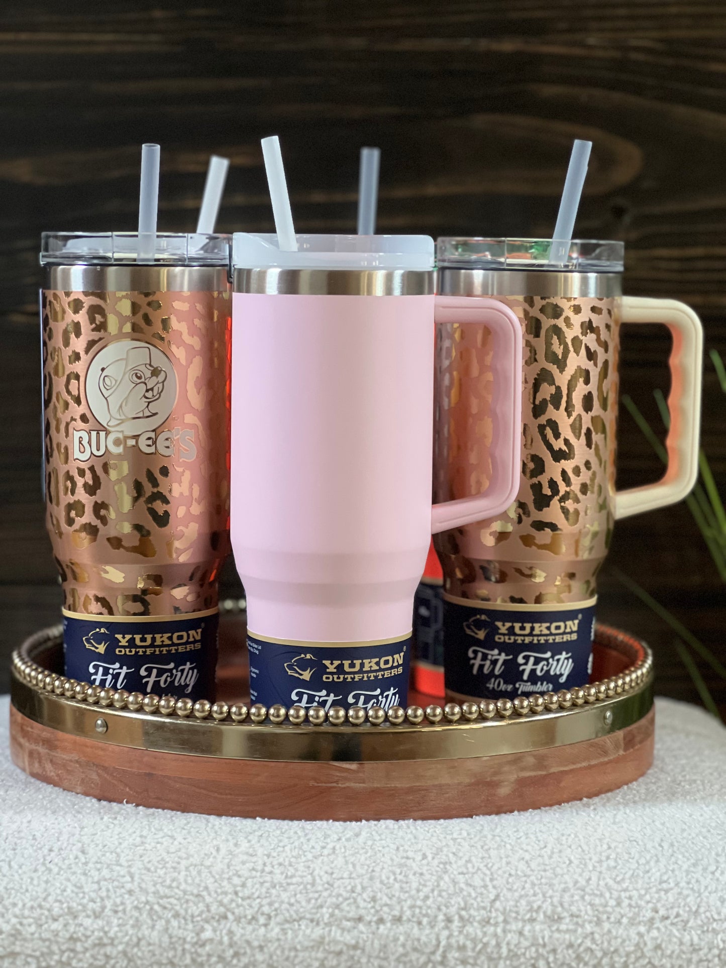 Buc-ee's Tumbler; Fit Forty Rose Gold Leopard, Gold Leopard, Pink, Lavender