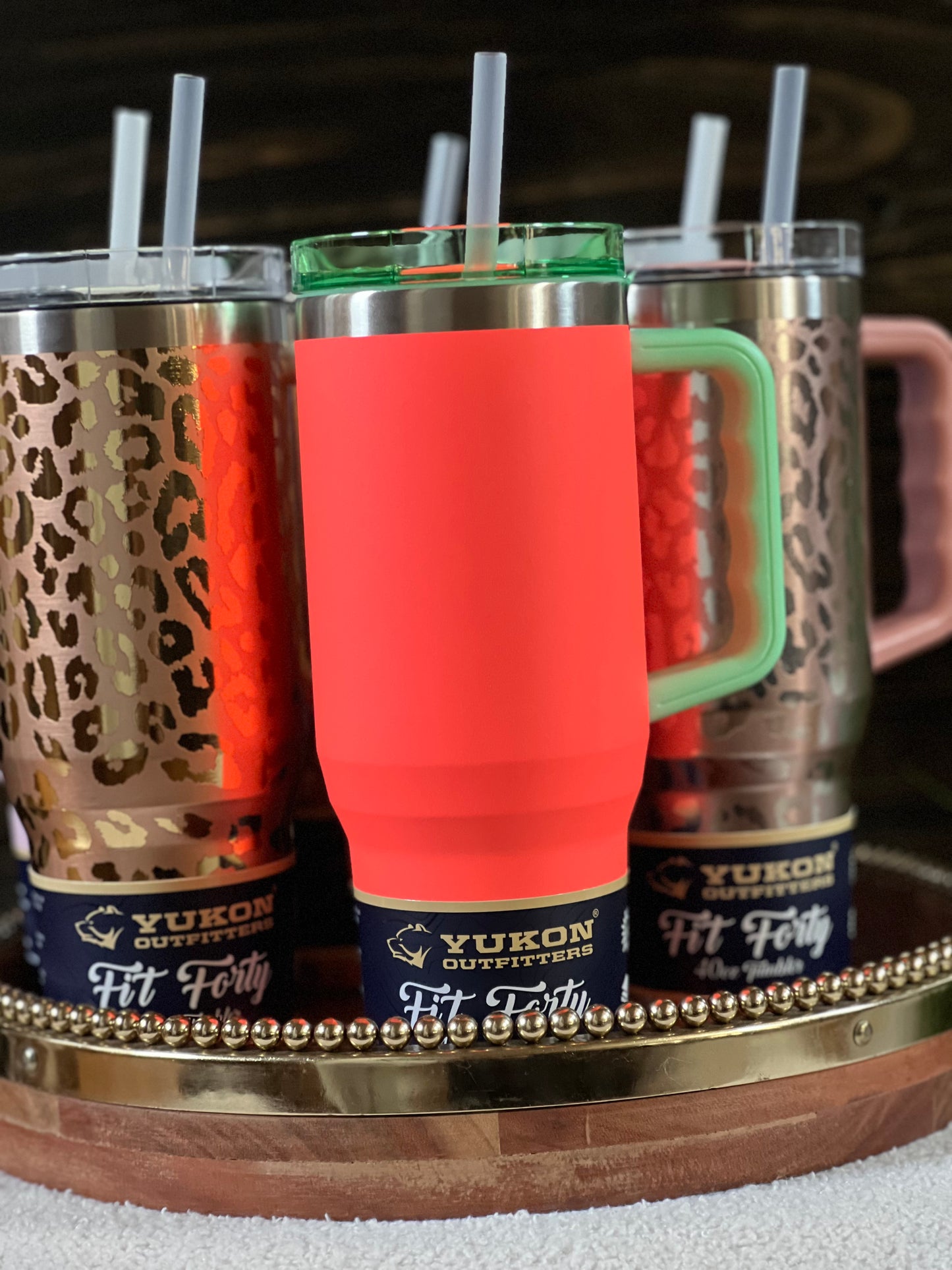 Buc-ee's Tumbler; Fit Forty Rose Gold Leopard, Gold Leopard, Pink, Lavender