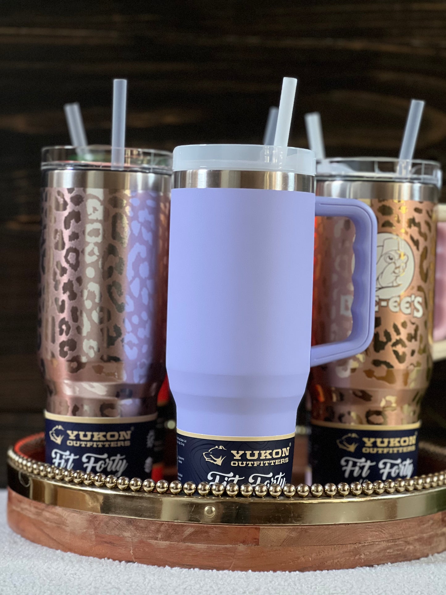 Buc-ee's Tumbler; Fit Forty Rose Gold Leopard, Gold Leopard, Pink, Lavender