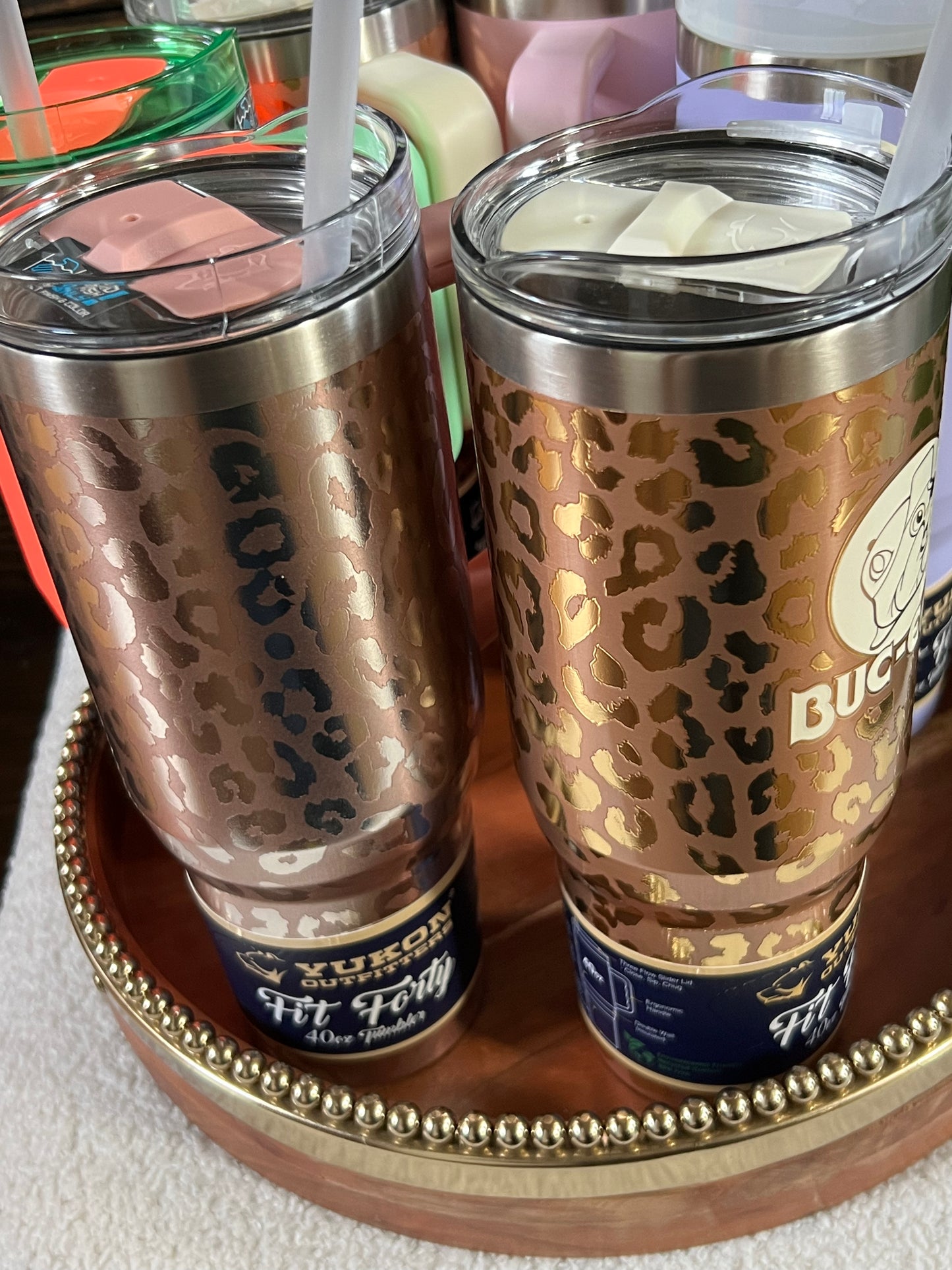 Buc-ee's Tumbler; Fit Forty Rose Gold Leopard, Gold Leopard, Pink, Lavender