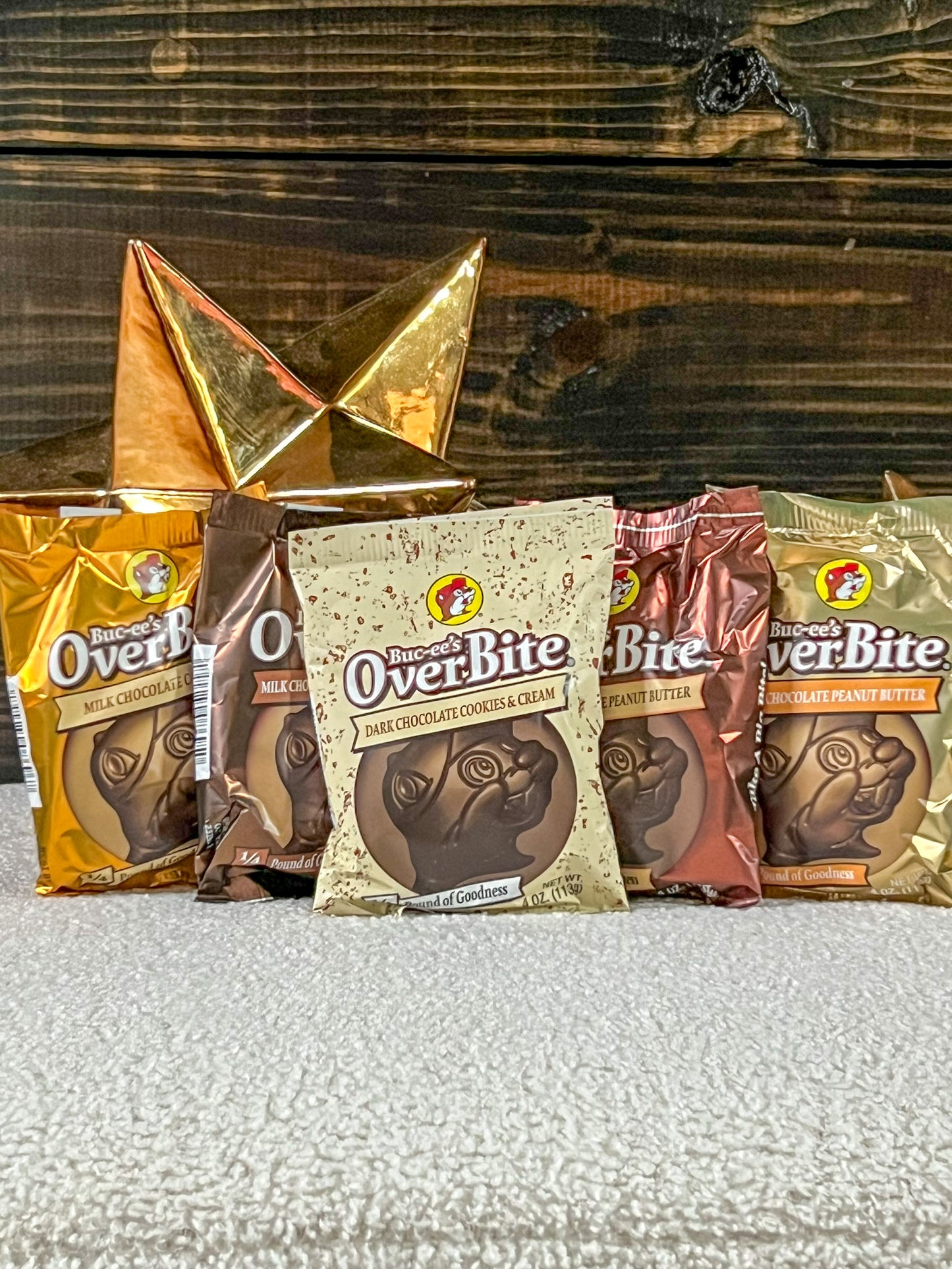 Buc-ee's Chocolate Overbite Gift, Milk Chocolate Caramel, Dark Chocolate, Cookies and Cream, Chocolate Truffle, Peanut Butter