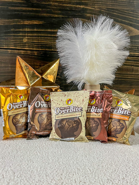 Buc-ee's Chocolate Overbite Gift, Milk Chocolate Caramel, Dark Chocolate, Cookies and Cream, Chocolate Truffle, Peanut Butter