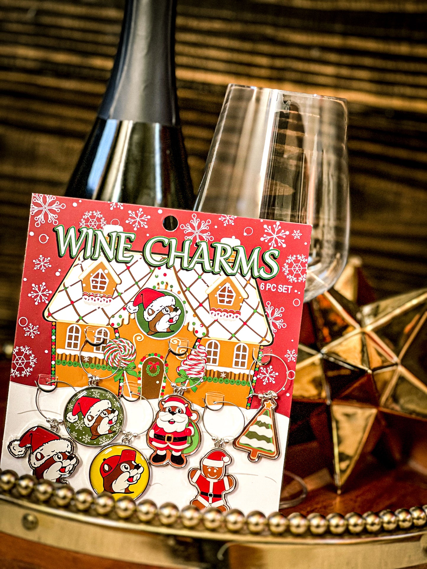 Buc-ee's Christmas Wine Charms; Holiday Gifts; Stocking Stuffer; Wine Lovers