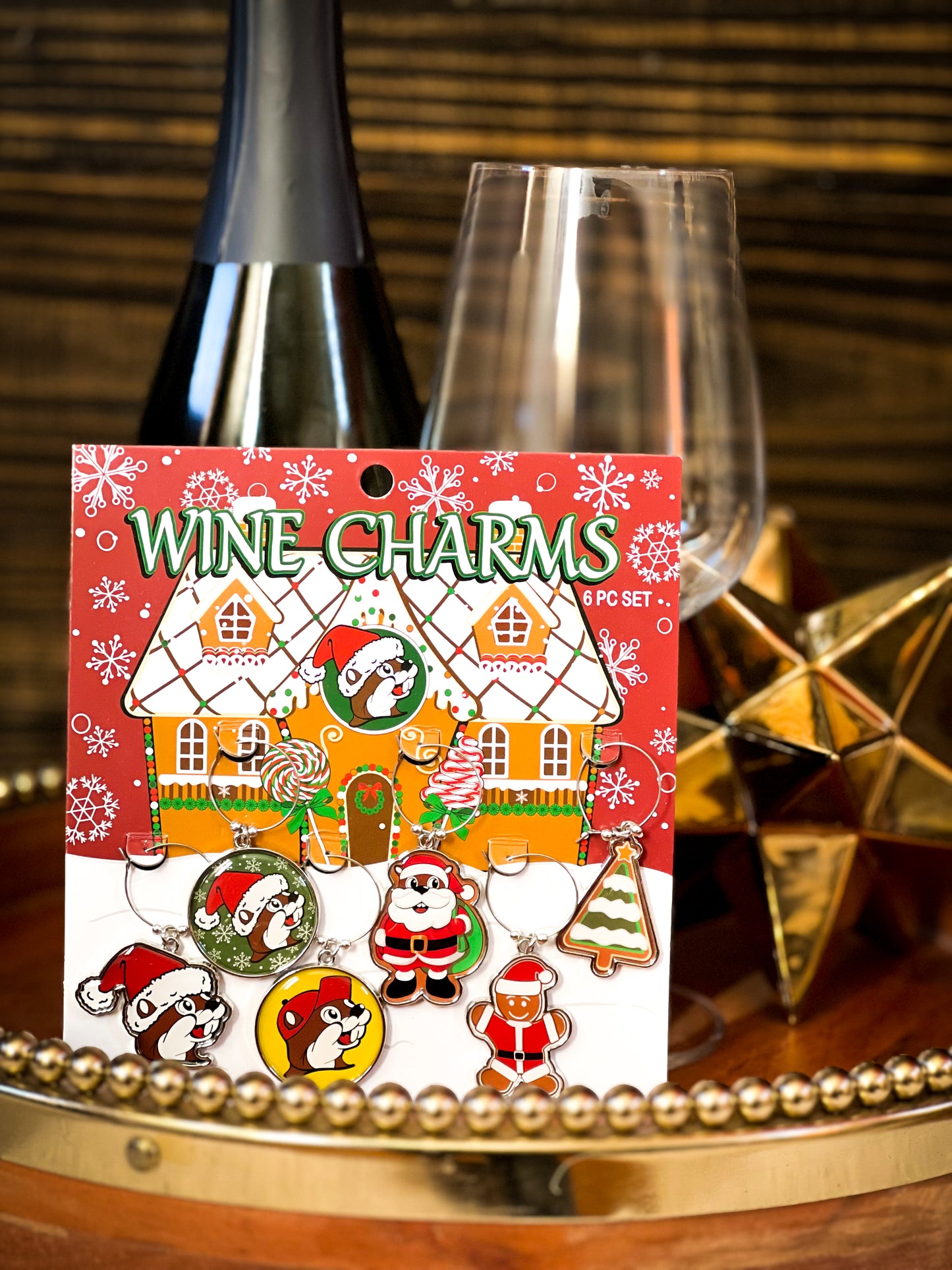 Buc-ee's Christmas Wine Charms; Holiday Gifts; Stocking Stuffer; Wine Lovers