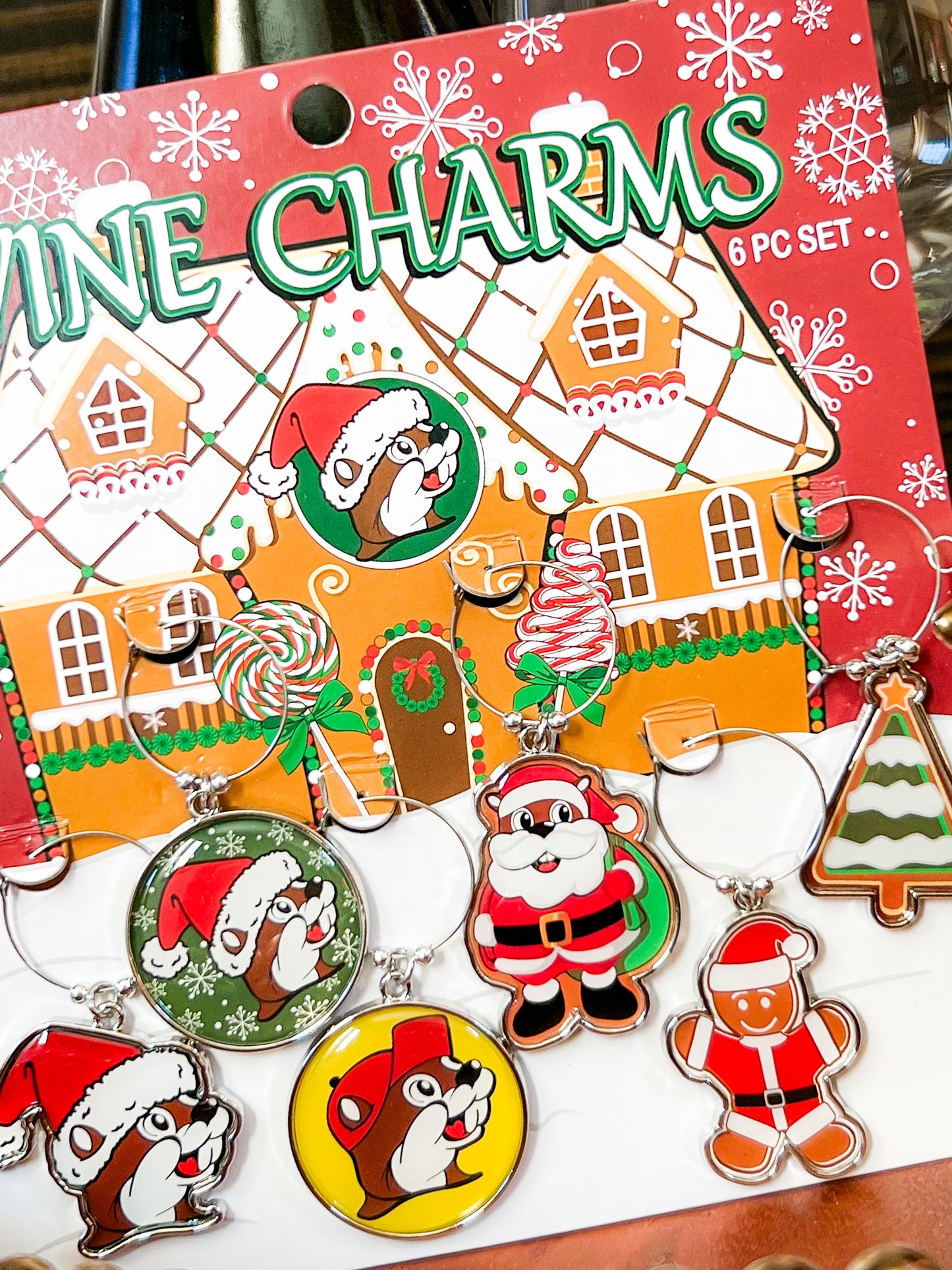 Buc-ee's Christmas Wine Charms; Holiday Gifts; Stocking Stuffer; Wine Lovers